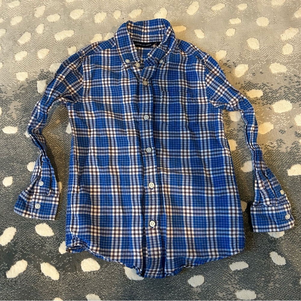 Janie and Jack Blue and White Checkered Shirt